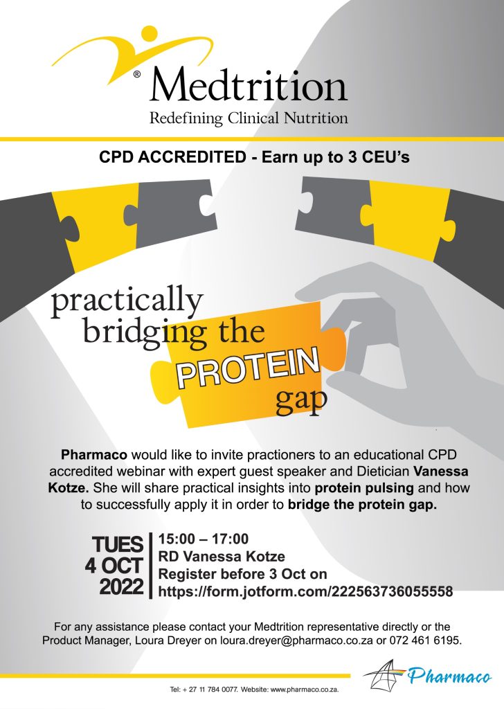 CPD accredited webinar invite PRACTICALLY BRIDGING THE PROTEIN GAP South African Society for